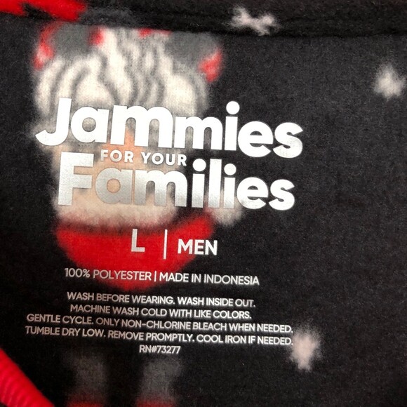 JAMMIES FOR YOUR FAMILIES SIZE L MEN'S 2 PIECES SLEEP SET SANTA GRAPHIC BLACK 94 - Picture 5 of 12